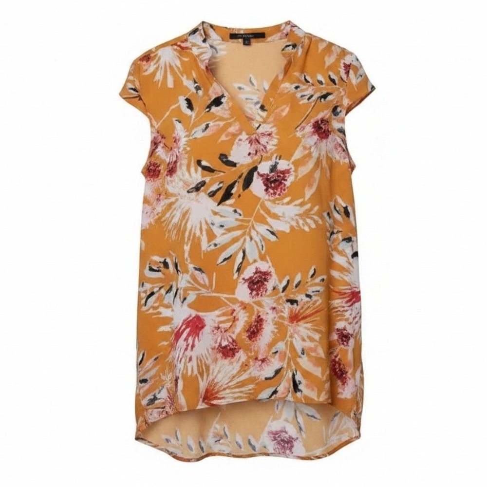 Louise Paris Yellow Plus Size Floral Ruffle Sleeve Blouse Top 1X